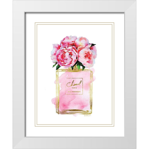 Perfume Bottle Bouquet V White Modern Wood Framed Art Print with Double Matting by Greenwood, Amanda