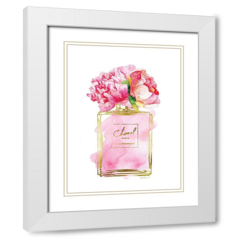 Perfume Bottle Bouquet VIII White Modern Wood Framed Art Print with Double Matting by Greenwood, Amanda