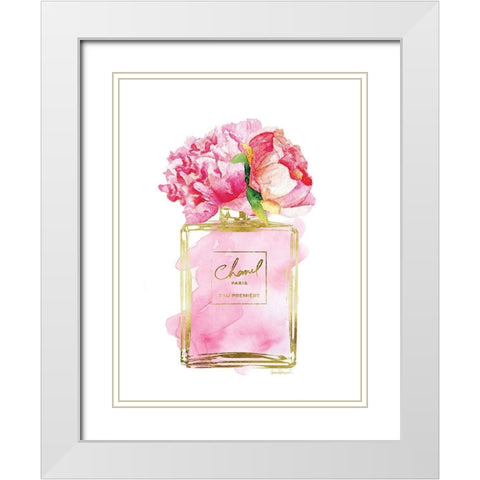 Perfume Bottle Bouquet VIII White Modern Wood Framed Art Print with Double Matting by Greenwood, Amanda