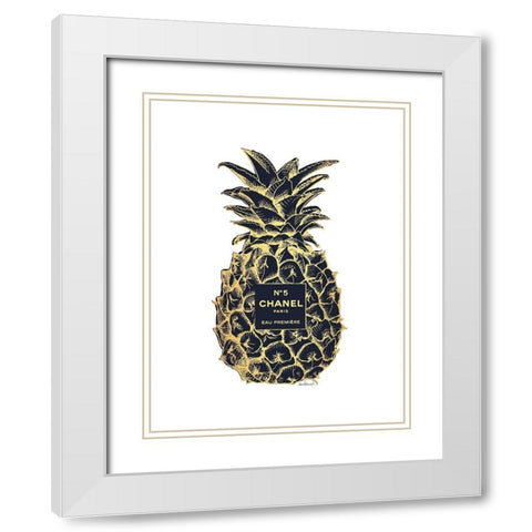 Black Gold Pineapple White Modern Wood Framed Art Print with Double Matting by Greenwood, Amanda