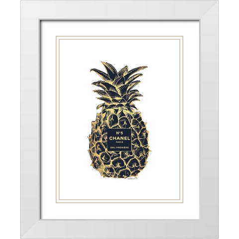 Black Gold Pineapple White Modern Wood Framed Art Print with Double Matting by Greenwood, Amanda