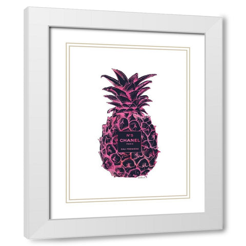 Black Pink Pineapple White Modern Wood Framed Art Print with Double Matting by Greenwood, Amanda