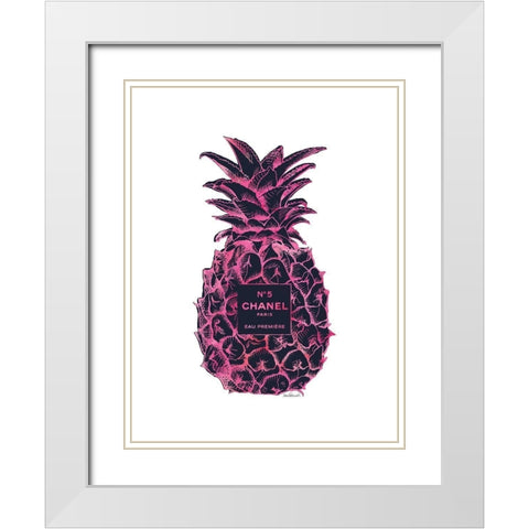 Black Pink Pineapple White Modern Wood Framed Art Print with Double Matting by Greenwood, Amanda