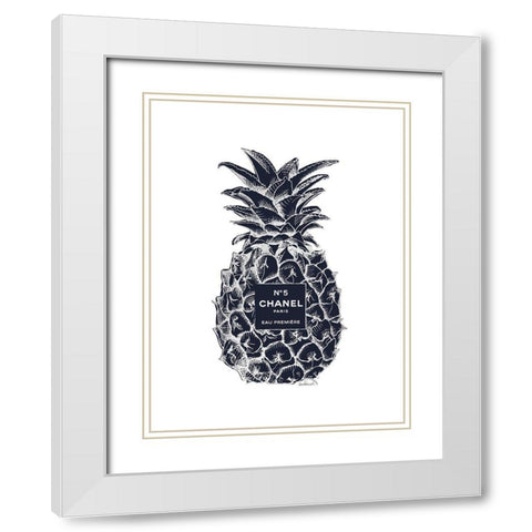 Black Silver Pineapple White Modern Wood Framed Art Print with Double Matting by Greenwood, Amanda