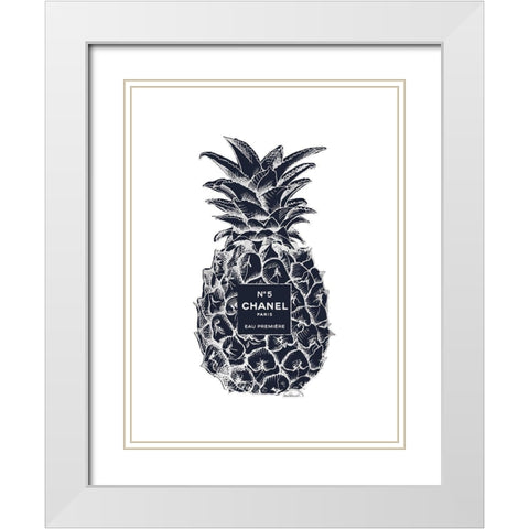 Black Silver Pineapple White Modern Wood Framed Art Print with Double Matting by Greenwood, Amanda