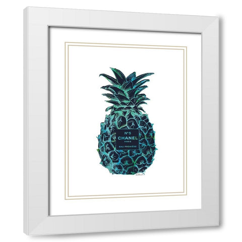 Black Tropical Pineapple White Modern Wood Framed Art Print with Double Matting by Greenwood, Amanda