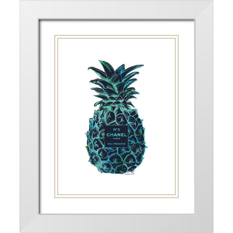 Black Tropical Pineapple White Modern Wood Framed Art Print with Double Matting by Greenwood, Amanda