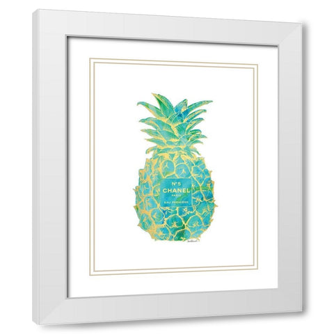Green Gold Pineapple White Modern Wood Framed Art Print with Double Matting by Greenwood, Amanda