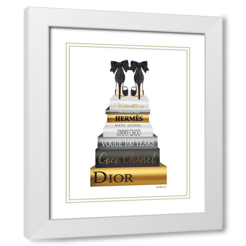 Book Stack Metallic Gold White Modern Wood Framed Art Print with Double Matting by Greenwood, Amanda