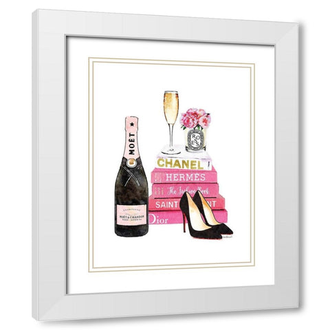 Pink Champagne White Modern Wood Framed Art Print with Double Matting by Greenwood, Amanda