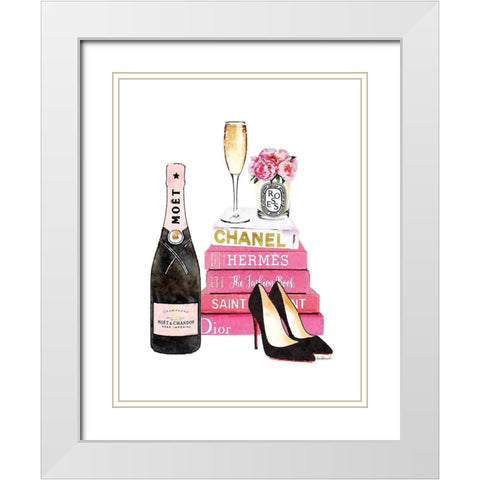 Pink Champagne White Modern Wood Framed Art Print with Double Matting by Greenwood, Amanda