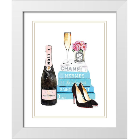 Teal Champagne White Modern Wood Framed Art Print with Double Matting by Greenwood, Amanda
