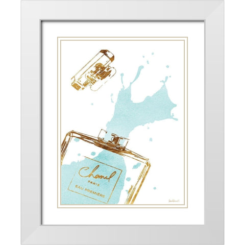 Teal Splash White Modern Wood Framed Art Print with Double Matting by Greenwood, Amanda