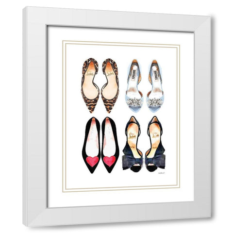 Shoe Collection White Modern Wood Framed Art Print with Double Matting by Greenwood, Amanda