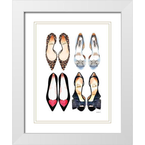 Shoe Collection White Modern Wood Framed Art Print with Double Matting by Greenwood, Amanda