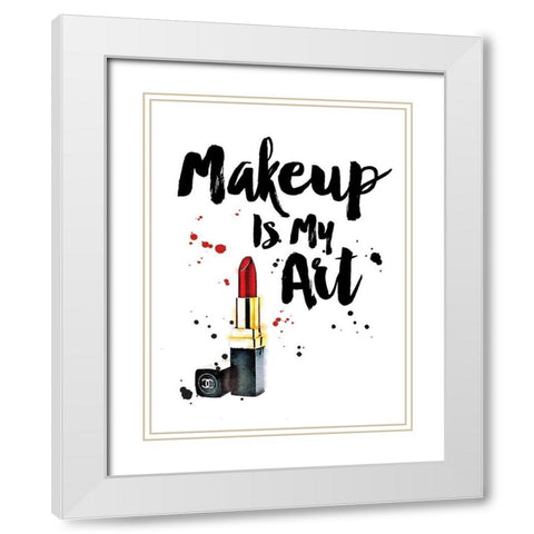 Makeup Is My Art  White Modern Wood Framed Art Print with Double Matting by Greenwood, Amanda