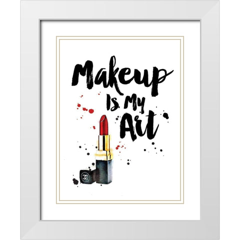 Makeup Is My Art  White Modern Wood Framed Art Print with Double Matting by Greenwood, Amanda