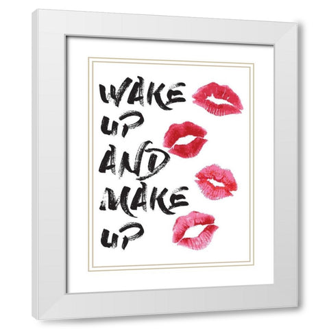Wakeup Makeup Lipstick Kisses White Modern Wood Framed Art Print with Double Matting by Greenwood, Amanda