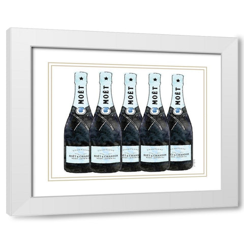 Champange 5 Blue White Modern Wood Framed Art Print with Double Matting by Greenwood, Amanda