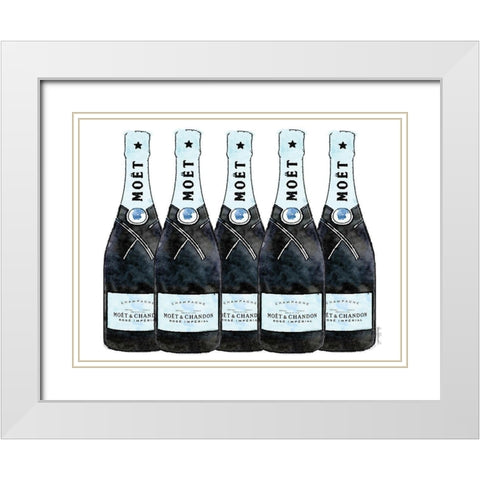 Champange 5 Blue White Modern Wood Framed Art Print with Double Matting by Greenwood, Amanda