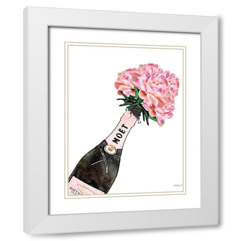 Champange Pink Peony White Modern Wood Framed Art Print with Double Matting by Greenwood, Amanda