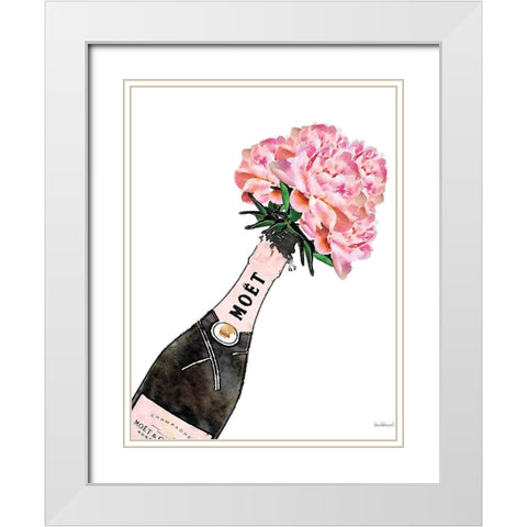 Champange Pink Peony White Modern Wood Framed Art Print with Double Matting by Greenwood, Amanda