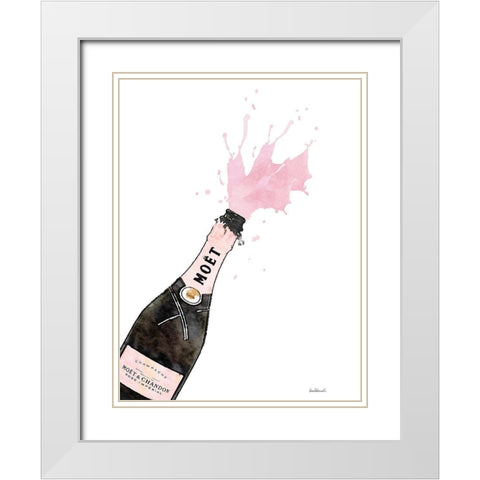 Champange Splash Pink White Modern Wood Framed Art Print with Double Matting by Greenwood, Amanda