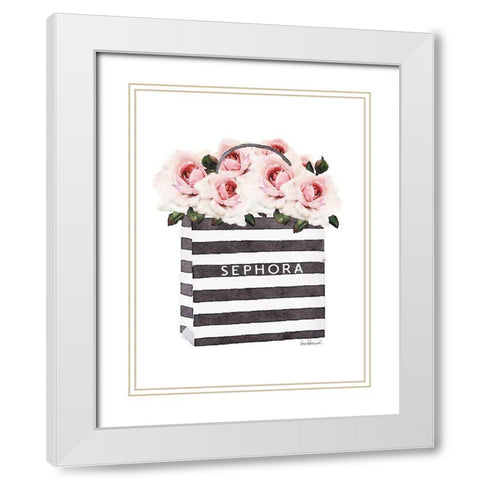 Bag with Pink Rose White Modern Wood Framed Art Print with Double Matting by Greenwood, Amanda