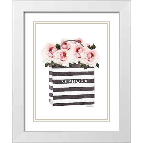 Bag with Pink Rose White Modern Wood Framed Art Print with Double Matting by Greenwood, Amanda