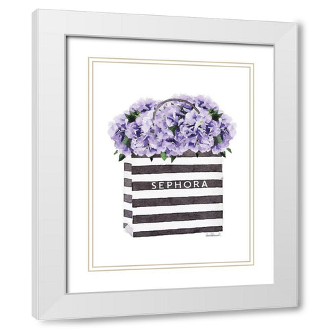 Bag with Purple Hydrangea White Modern Wood Framed Art Print with Double Matting by Greenwood, Amanda