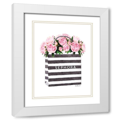 Bag with Soft Pink Peony White Modern Wood Framed Art Print with Double Matting by Greenwood, Amanda
