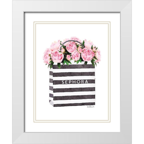 Bag with Soft Pink Peony White Modern Wood Framed Art Print with Double Matting by Greenwood, Amanda