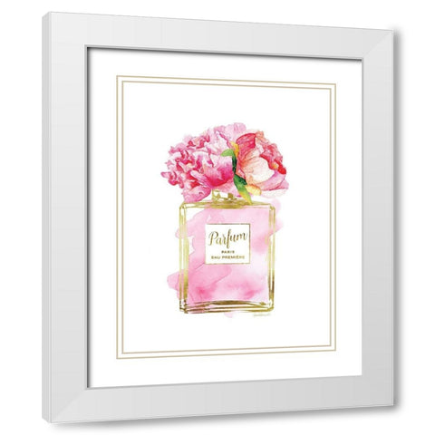Parfume Pink with Peony White Modern Wood Framed Art Print with Double Matting by Greenwood, Amanda