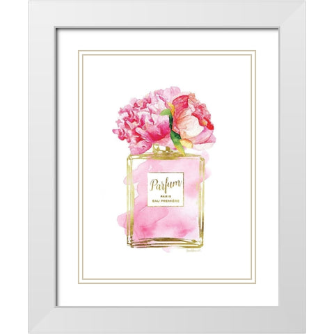 Parfume Pink with Peony White Modern Wood Framed Art Print with Double Matting by Greenwood, Amanda