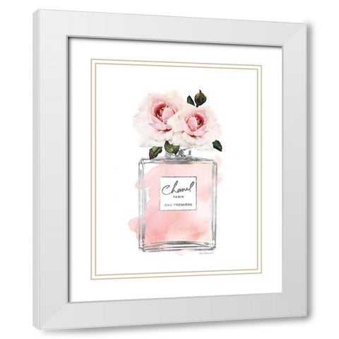 Silver Perfume and Flowers I White Modern Wood Framed Art Print with Double Matting by Greenwood, Amanda