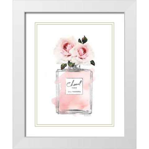 Silver Perfume and Flowers I White Modern Wood Framed Art Print with Double Matting by Greenwood, Amanda