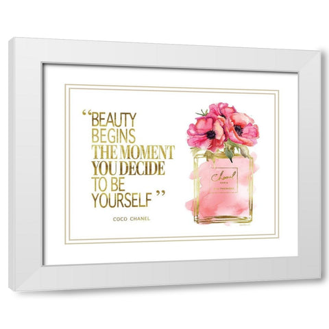 Beauty Begins Poppy White Modern Wood Framed Art Print with Double Matting by Greenwood, Amanda
