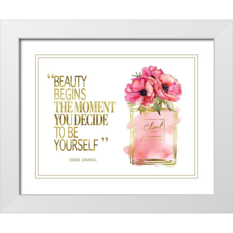 Beauty Begins Poppy White Modern Wood Framed Art Print with Double Matting by Greenwood, Amanda