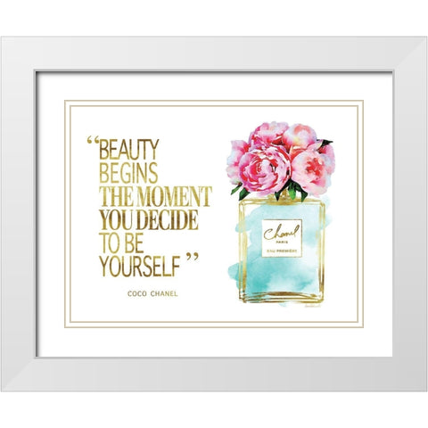 Beauty Begins Peony White Modern Wood Framed Art Print with Double Matting by Greenwood, Amanda