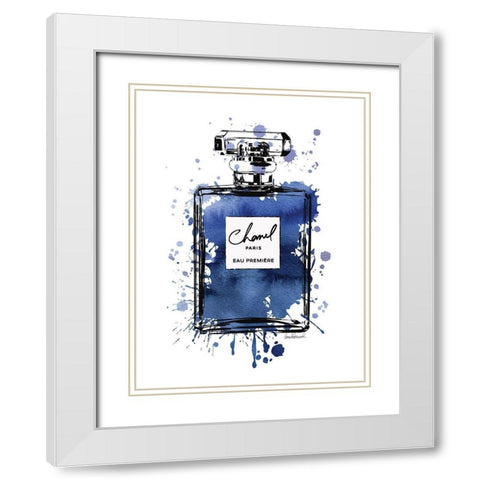 Black Inky Perfume in Navy White Modern Wood Framed Art Print with Double Matting by Greenwood, Amanda