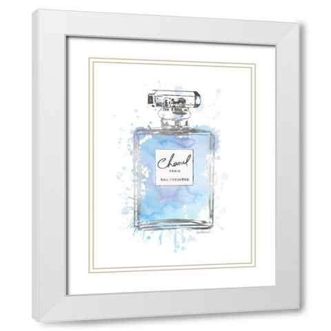 Silver Inky Perfume in Blue White Modern Wood Framed Art Print with Double Matting by Greenwood, Amanda