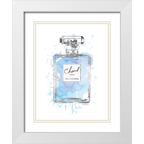 Silver Inky Perfume in Blue White Modern Wood Framed Art Print with Double Matting by Greenwood, Amanda