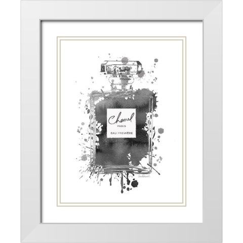 Silver Inky Perfume in Grey White Modern Wood Framed Art Print with Double Matting by Greenwood, Amanda