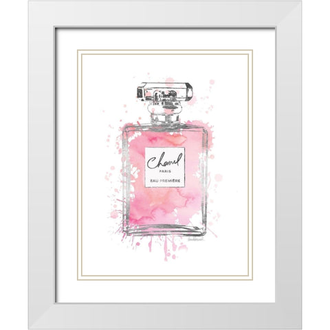 Silver Inky Perfume in Pink White Modern Wood Framed Art Print with Double Matting by Greenwood, Amanda
