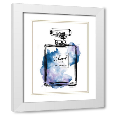 Perfume Bottle Black and Blue White Modern Wood Framed Art Print with Double Matting by Greenwood, Amanda