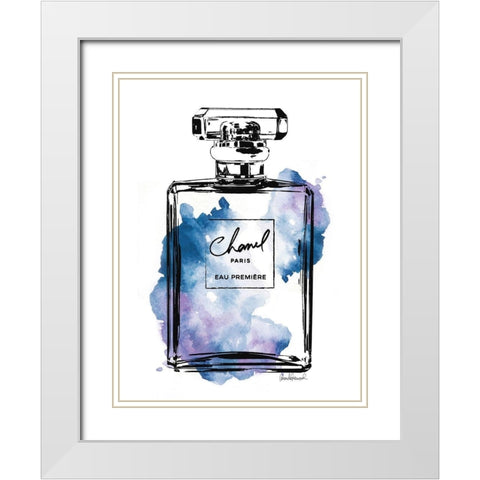 Perfume Bottle Black and Blue White Modern Wood Framed Art Print with Double Matting by Greenwood, Amanda