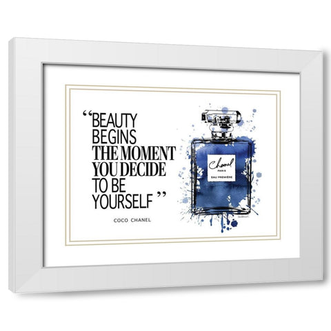 Beauty Begins Inky Navy White Modern Wood Framed Art Print with Double Matting by Greenwood, Amanda