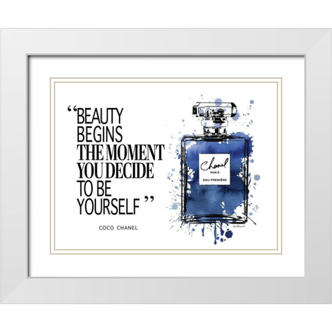 Beauty Begins Inky Navy White Modern Wood Framed Art Print with Double Matting by Greenwood, Amanda