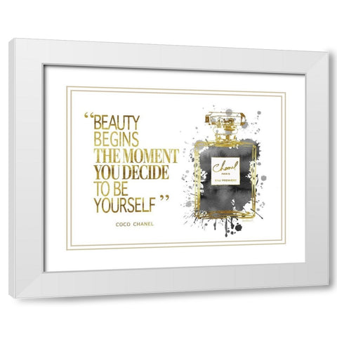 Beauty Begins Inky Grey White Modern Wood Framed Art Print with Double Matting by Greenwood, Amanda