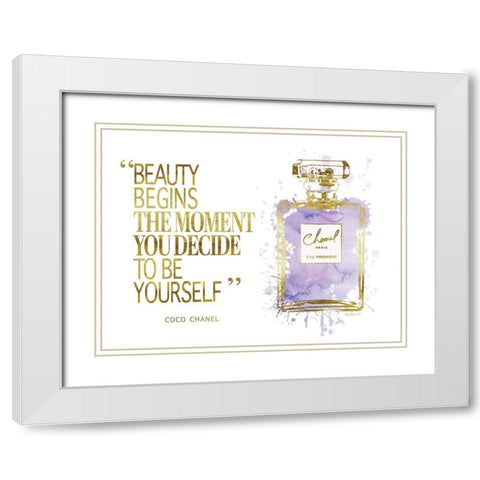 Beauty Begins Inky Purple White Modern Wood Framed Art Print with Double Matting by Greenwood, Amanda